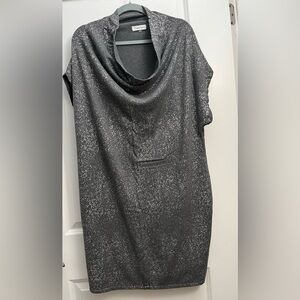 Calvin Klein Gray Metallic Sparkle Cowl Neck Tunic Dress Size 1X
